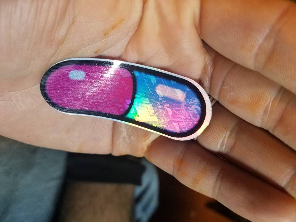 Holographic Tech Pill Vinyl Sticker