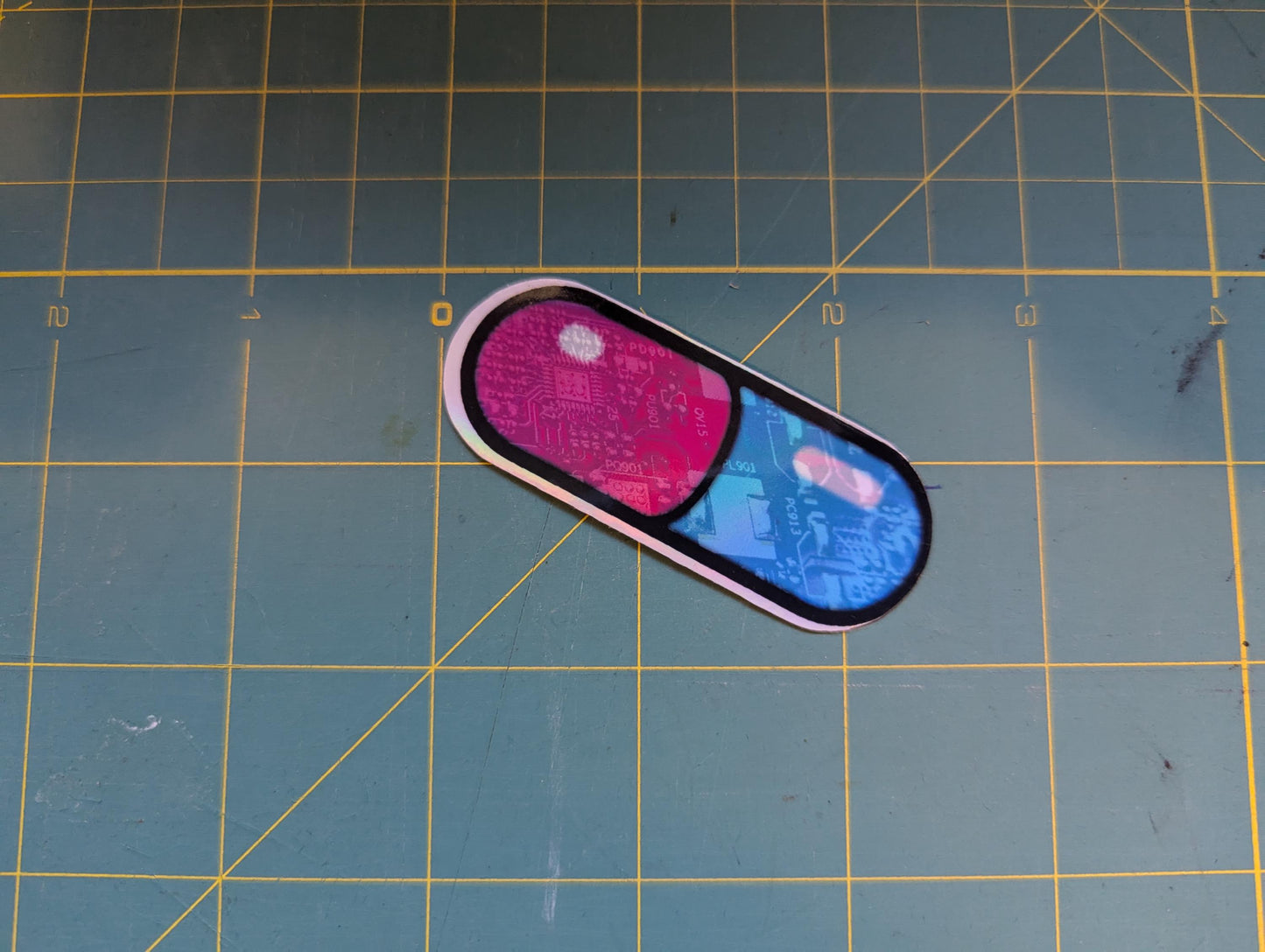 Holographic Tech Pill Vinyl Sticker