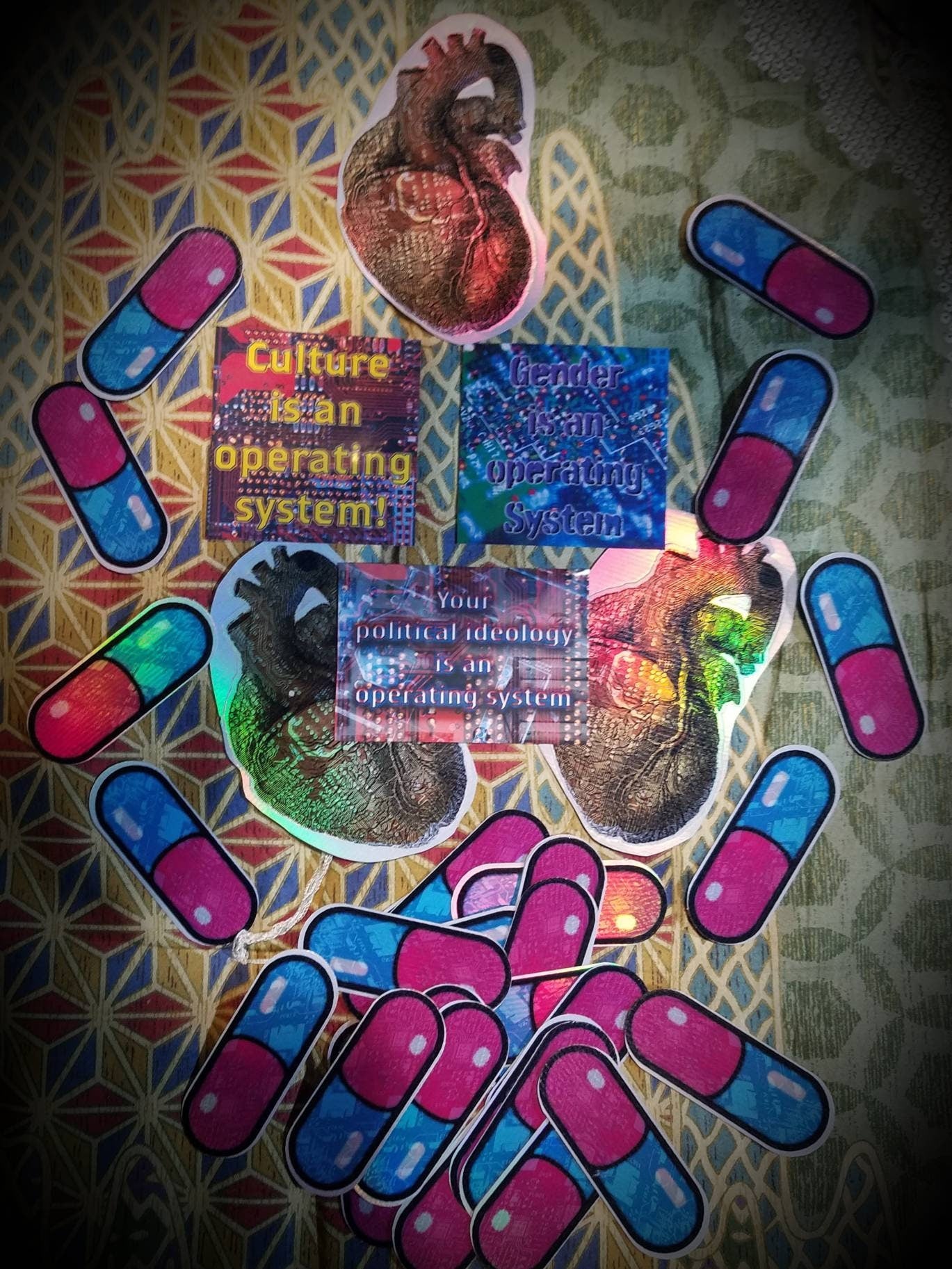Holographic Tech Pill Vinyl Sticker