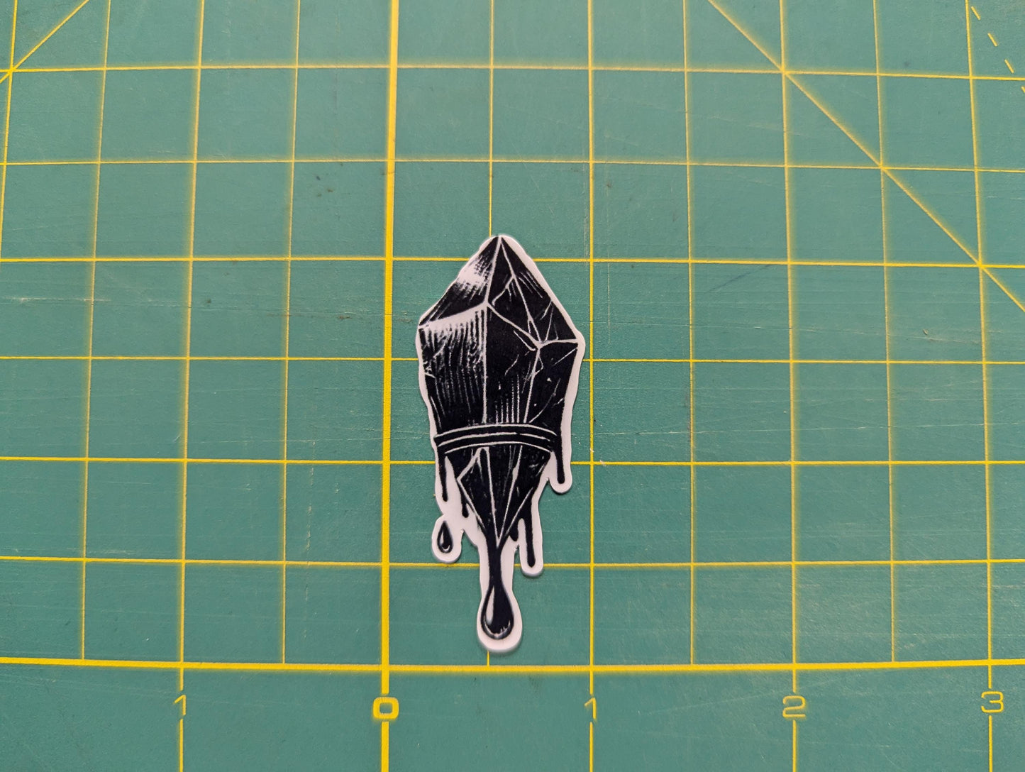 Minimalist Gothic Crystal Black & White Dripping Gem Decal Occult