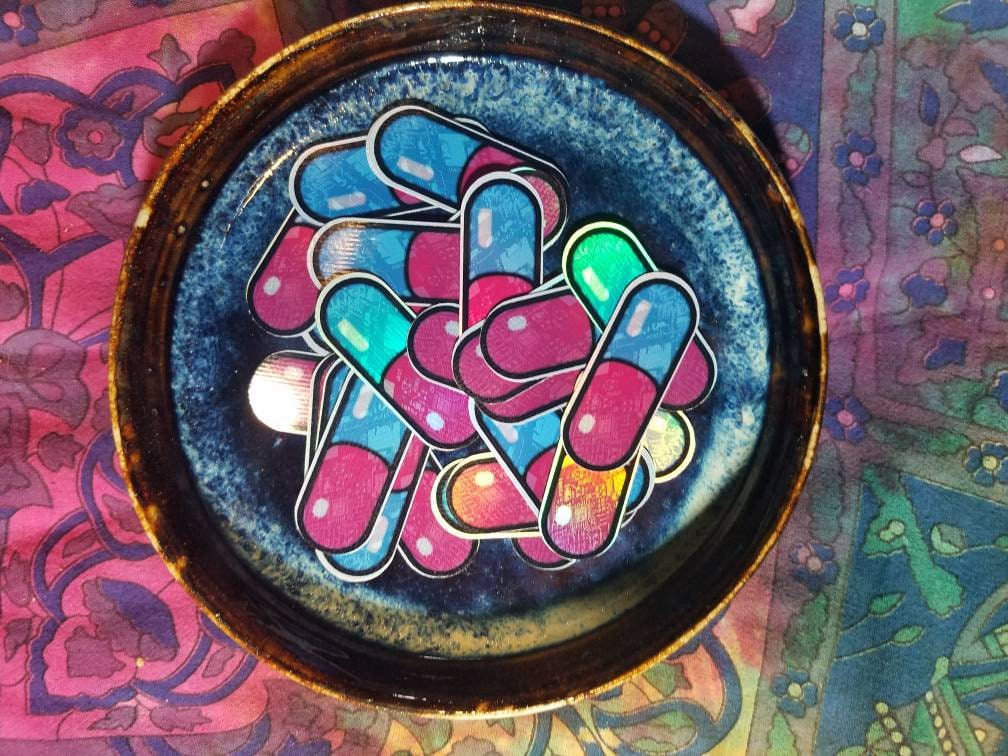 Holographic Tech Pill Vinyl Sticker
