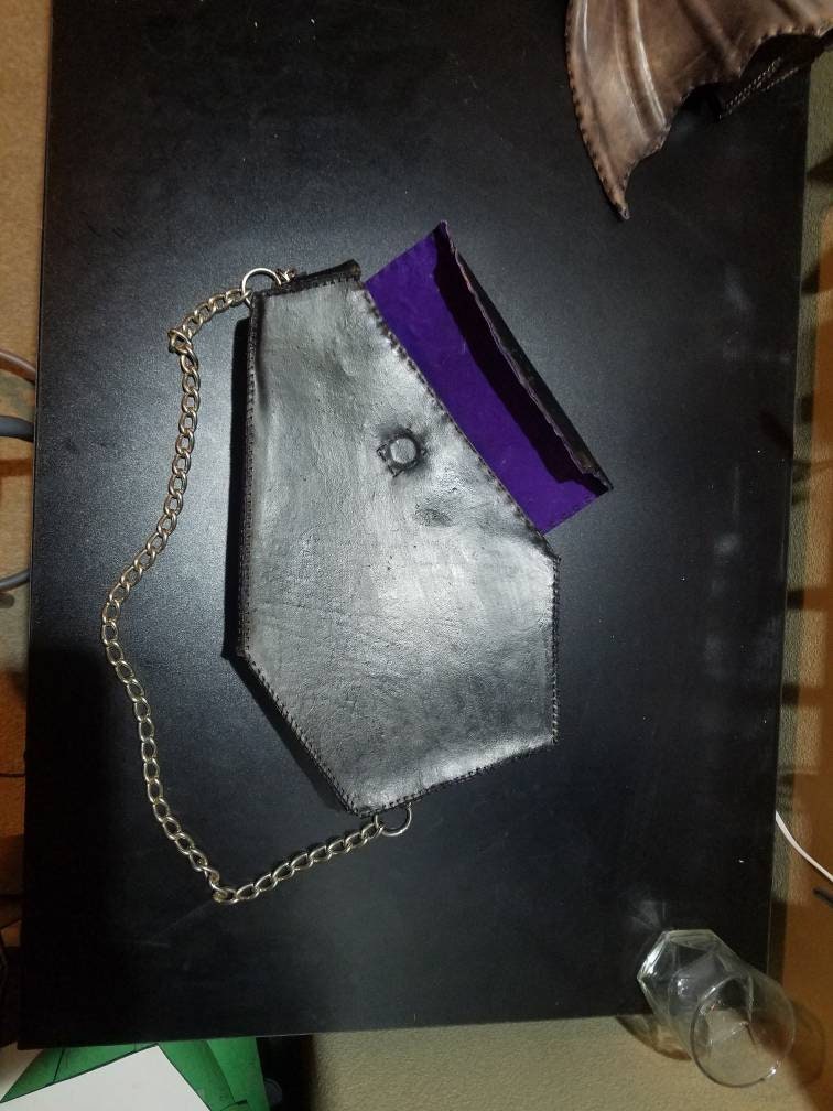 Leather Coffin Bag - Handmade and stitched