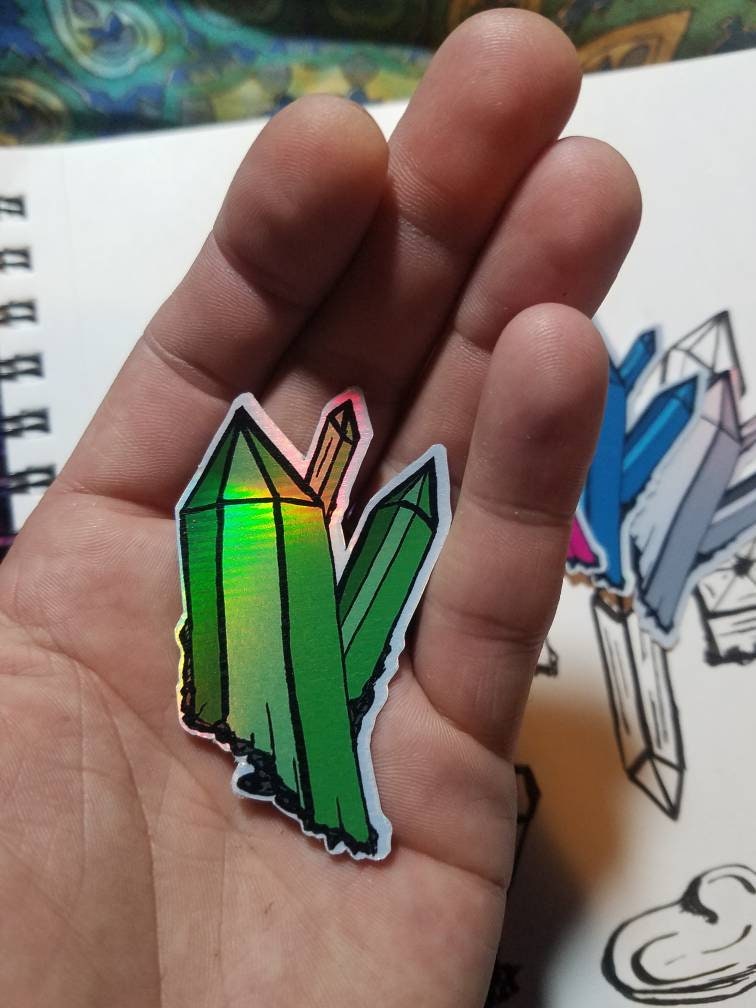 Vibrant Crystal Sticker – Colorful Hand-Drawn Gemstone Decal - Mystical Art