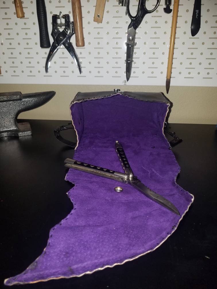 Bat Wing leather Handbag - hand stitched Goth Purse
