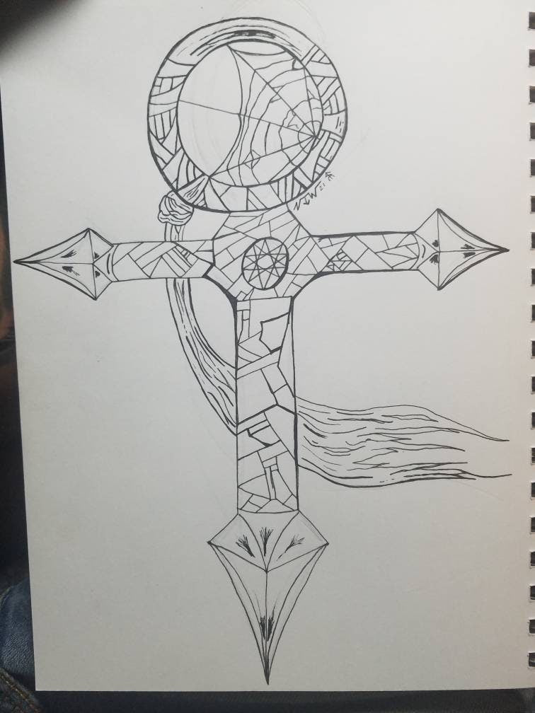 Gothic Ankh - Hand Drawn Holographic Sticker