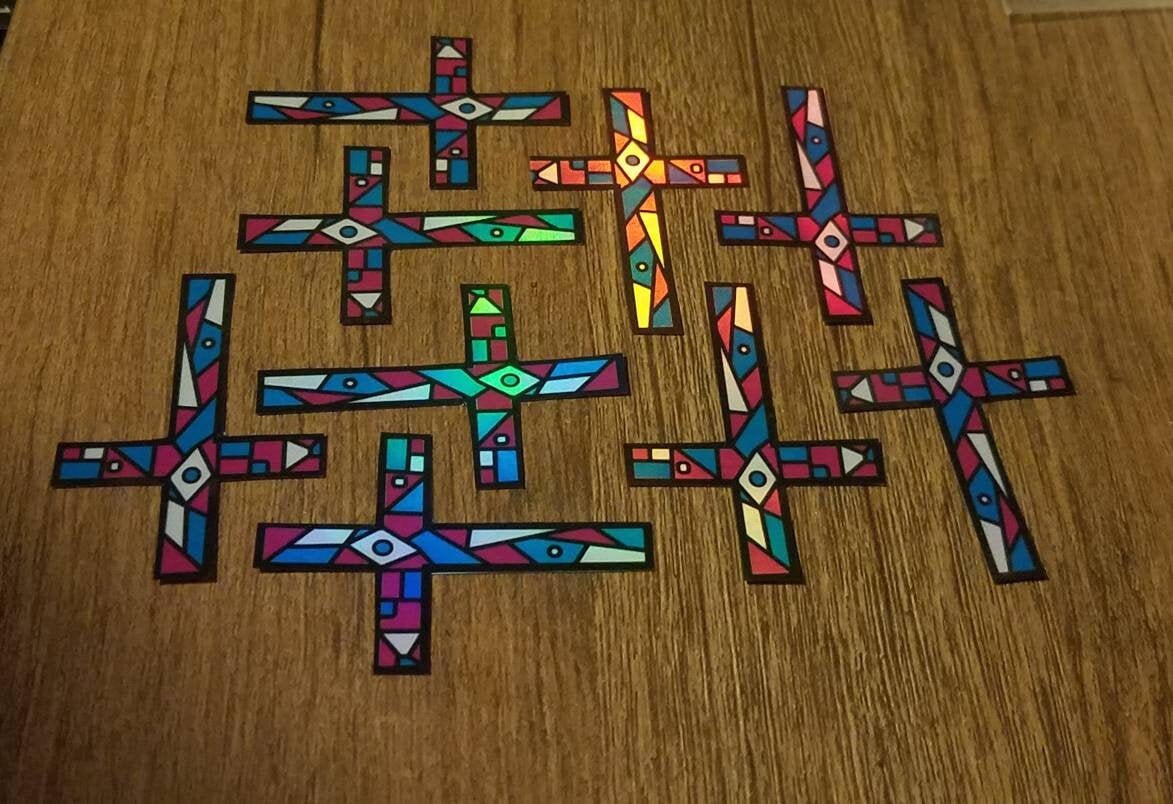 Abstract Geometric Cross Sticker (Foil) - Frank Lloyd Wright inspired
