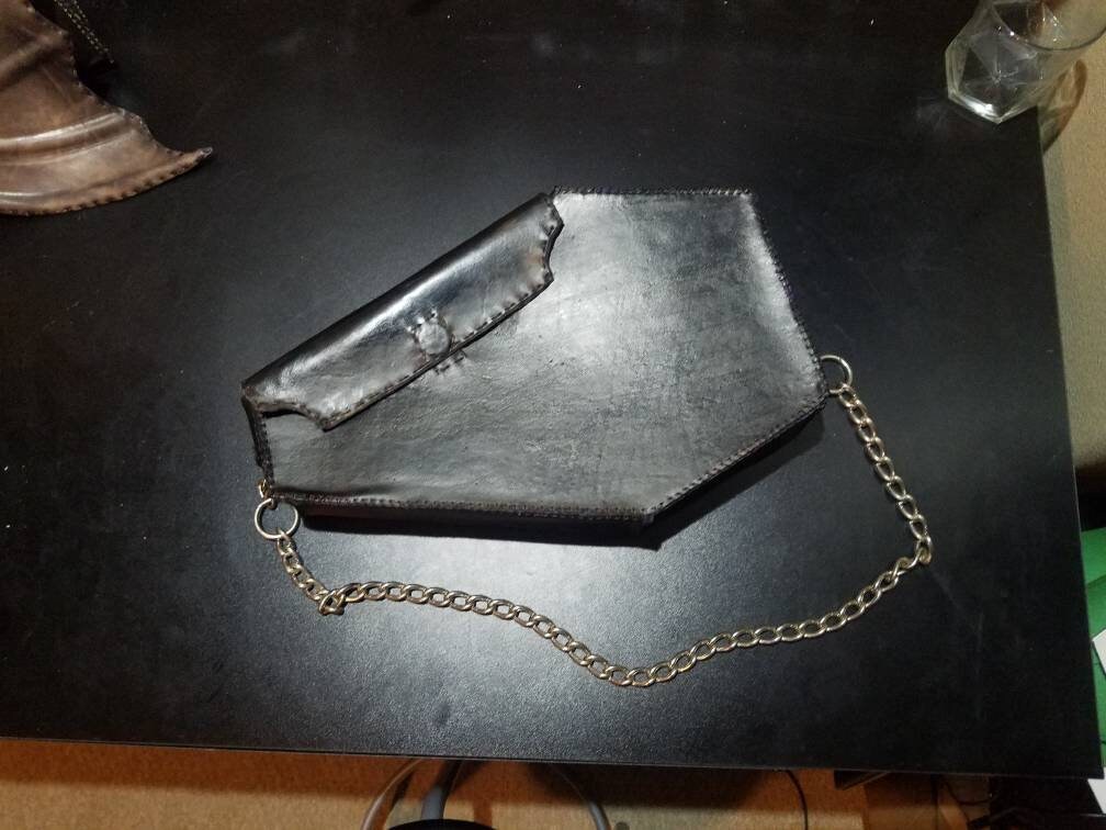 Leather Coffin Bag - Handmade and stitched