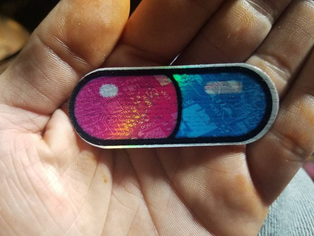Holographic Tech Pill Vinyl Sticker