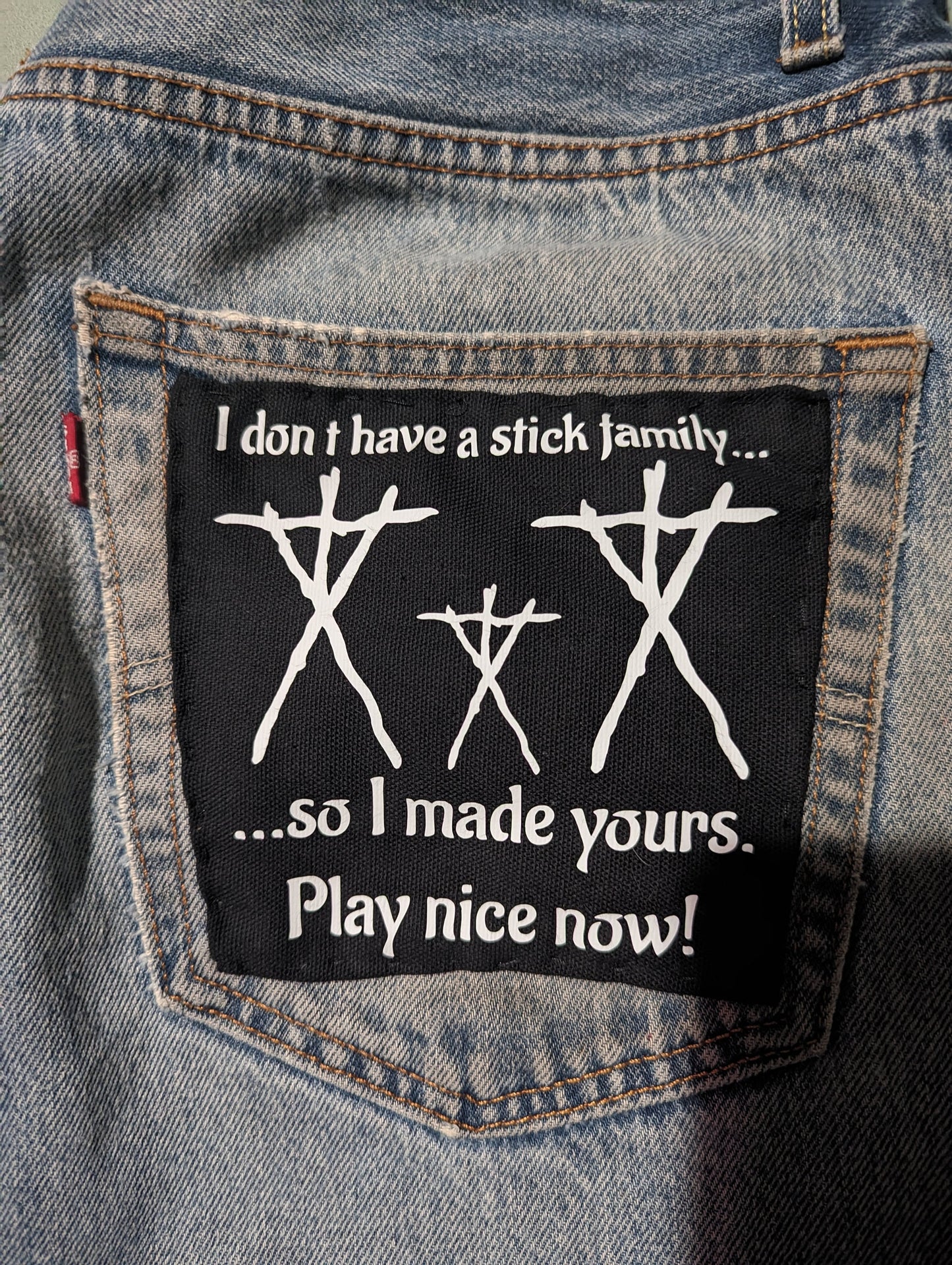 Dark Humor – Witchy Stick Family fabric patch - Spooky Occult Aesthetic