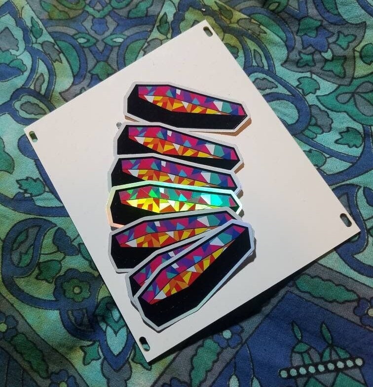 Geometric Coffin - Holographic Vinyl Sticker - punk goth aesthetic