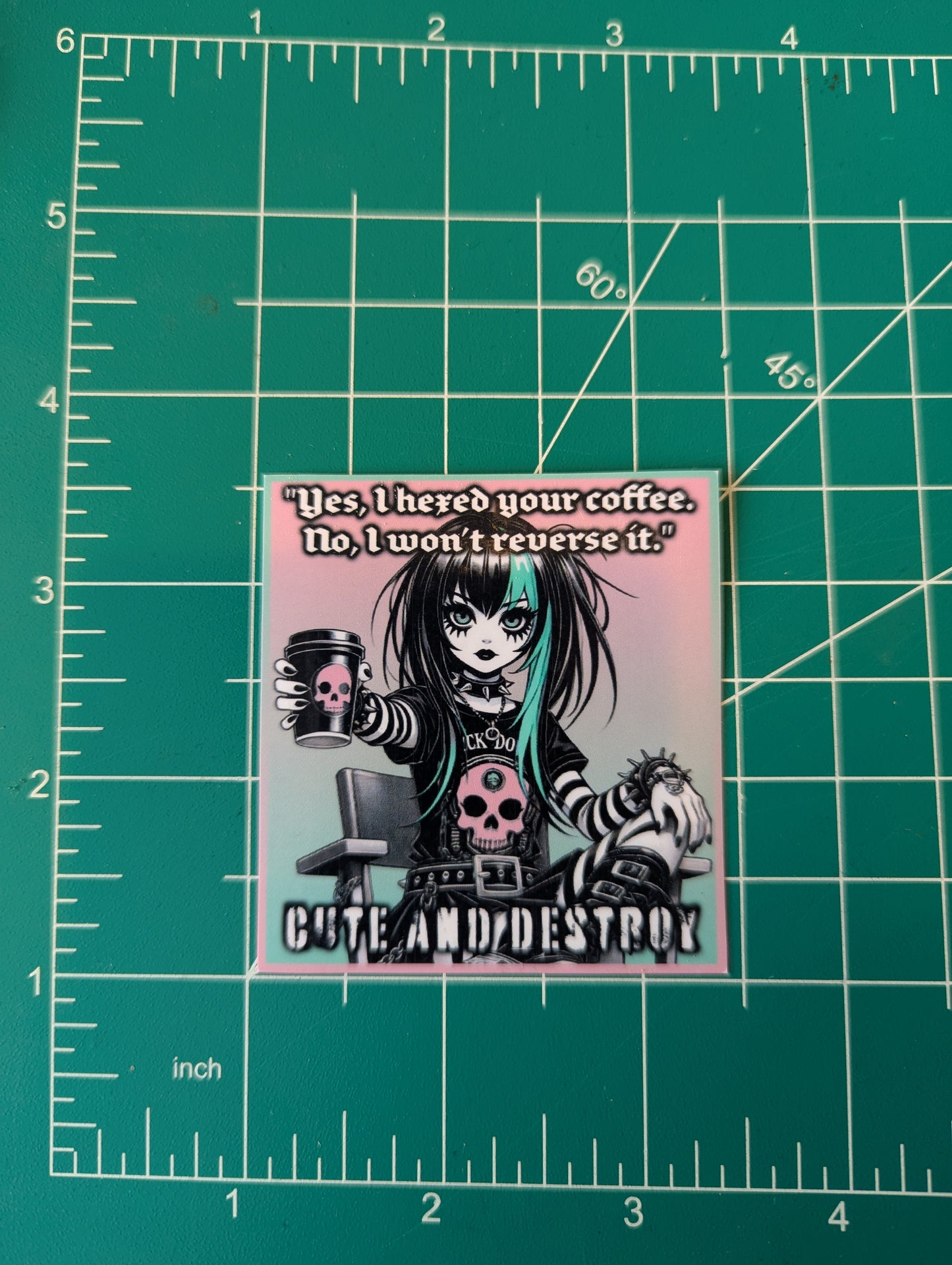Cursed Coffee - Punk Goth Sticker - Cute and Destroy