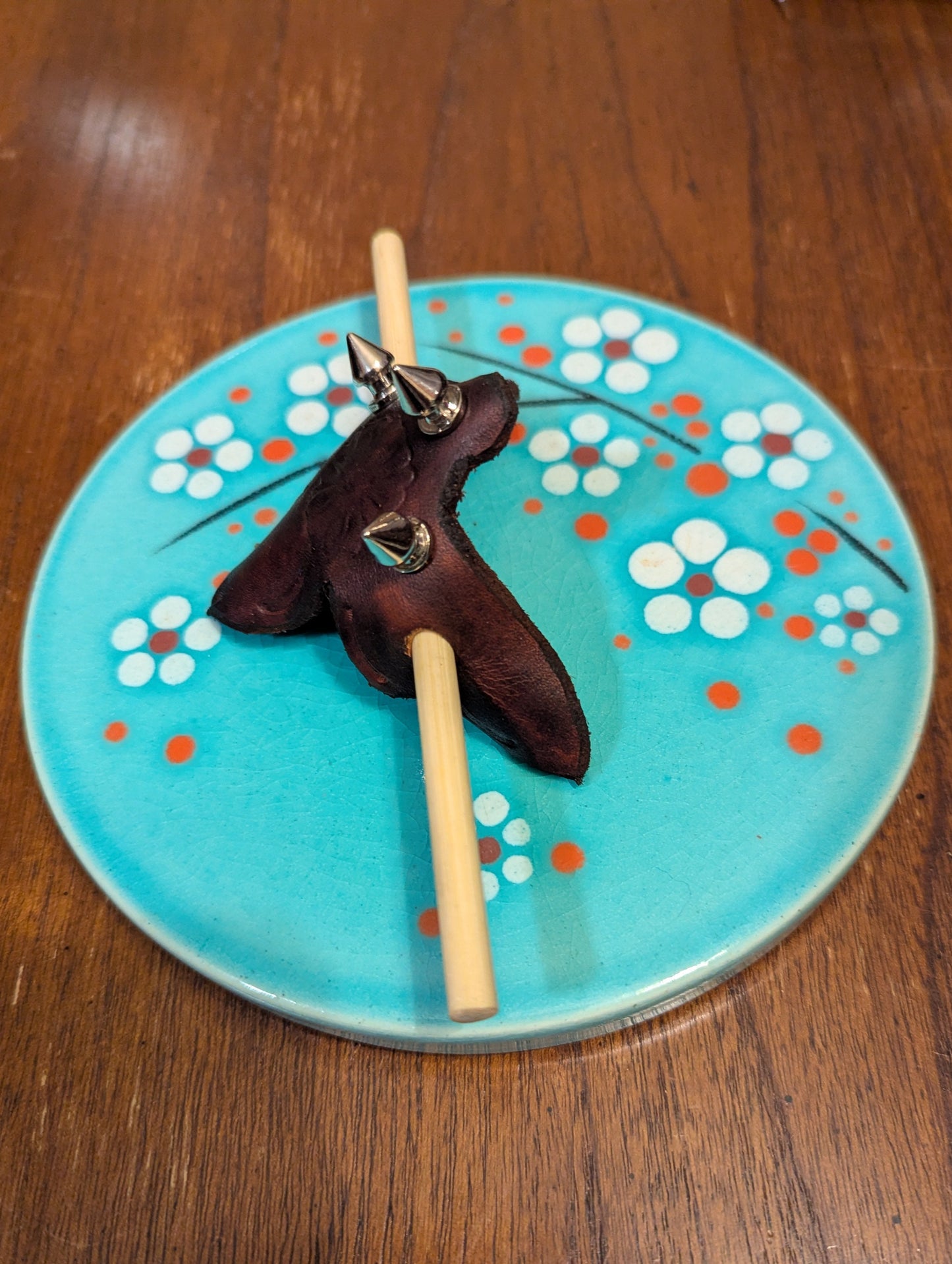 Killer Bee - Leather Goth Barrette - Handmade