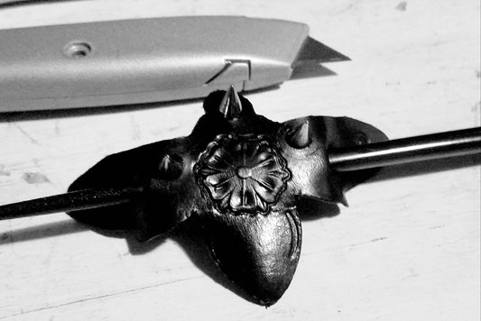 Killer Bee - Leather Goth Barrette - Handmade