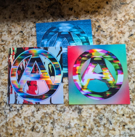 Glitch Anarchy Sticker Series - Holographic Vinyl Stickers