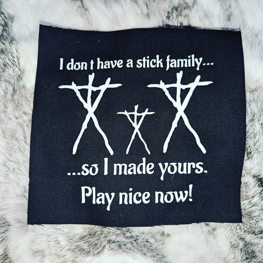 Dark Humor – Witchy Stick Family fabric patch - Spooky Occult Aesthetic