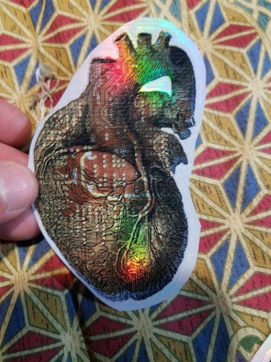Cybernetic Heart - Holographic Vinyl Sticker