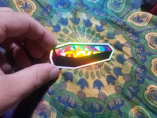 Geometric Coffin - Holographic Vinyl Sticker - punk goth aesthetic