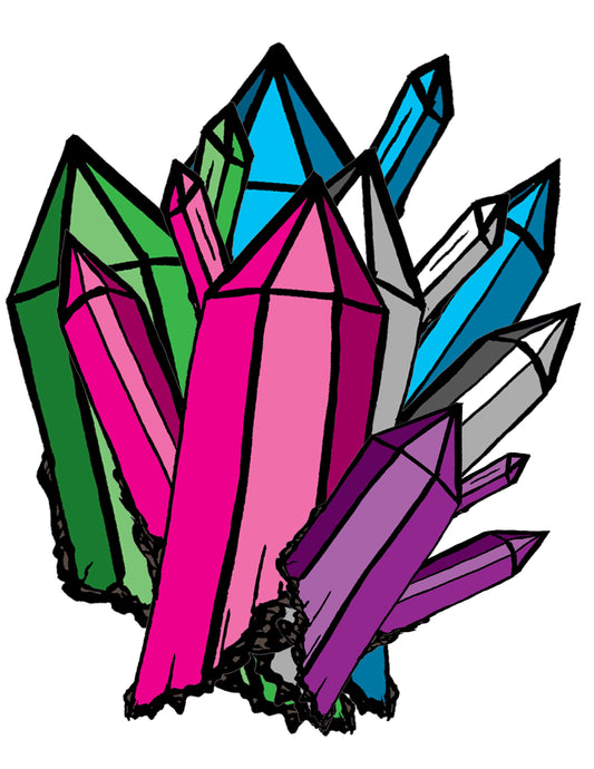 Vibrant Crystal Sticker – Colorful Hand-Drawn Gemstone Decal - Mystical Art