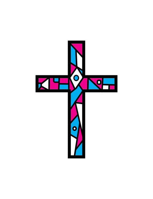 Abstract Geometric Cross Sticker (Foil) - Frank Lloyd Wright inspired