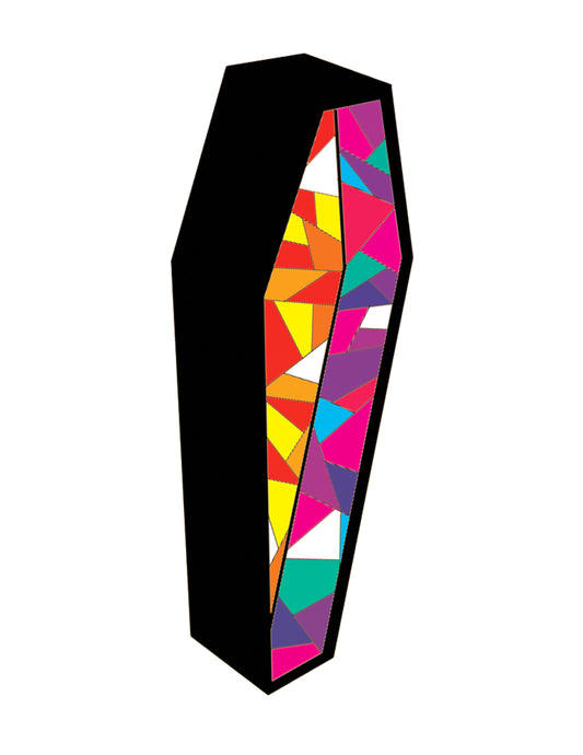 Geometric Coffin - Holographic Vinyl Sticker - punk goth aesthetic