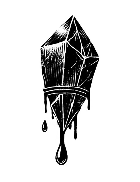 Minimalist Gothic Crystal Black & White Dripping Gem Decal Occult