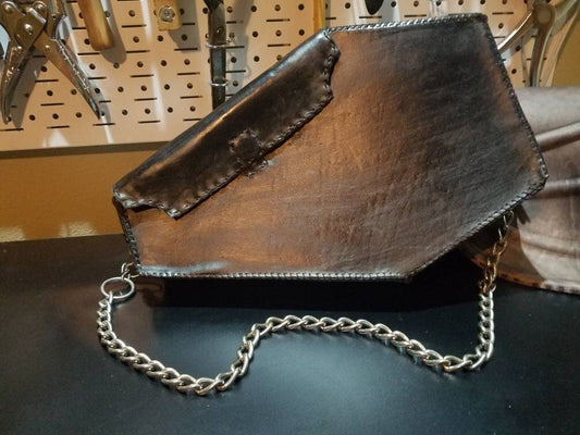 Leather Coffin Bag - Handmade and stitched