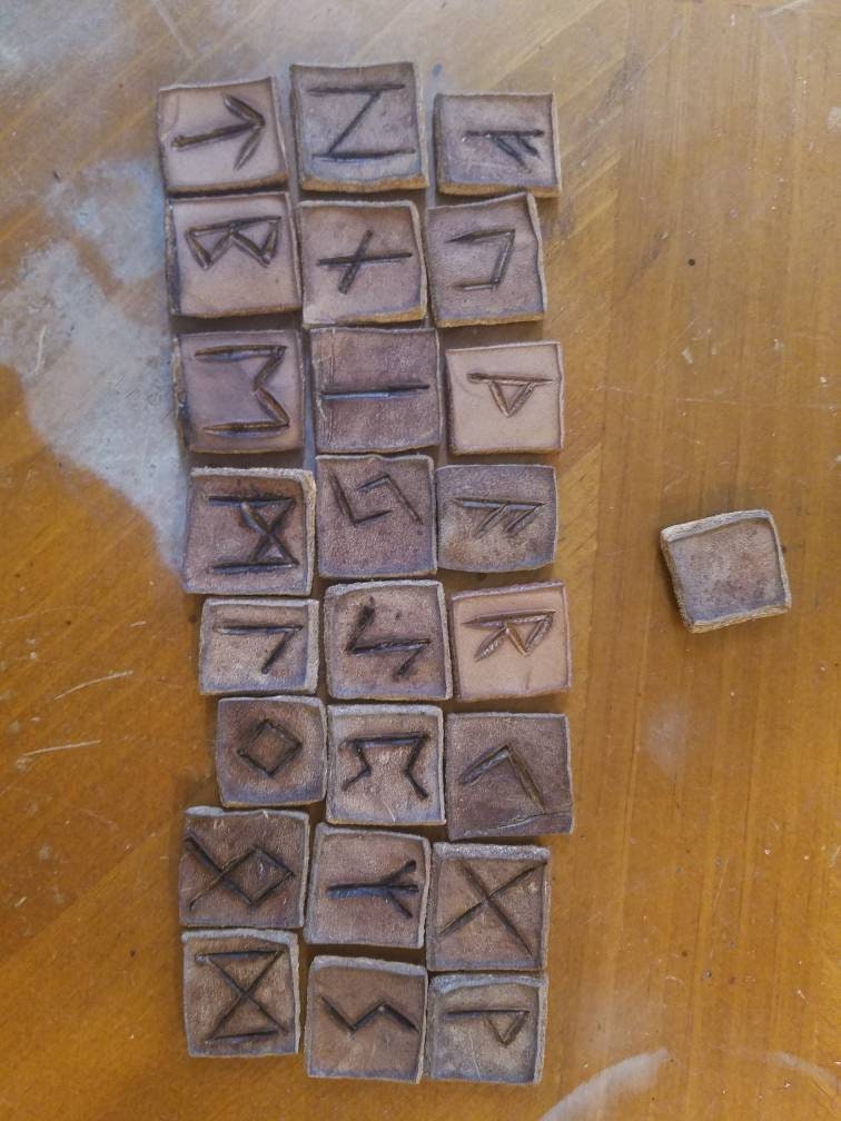 Elder Futhark Casting Runes - Hardened Leather
