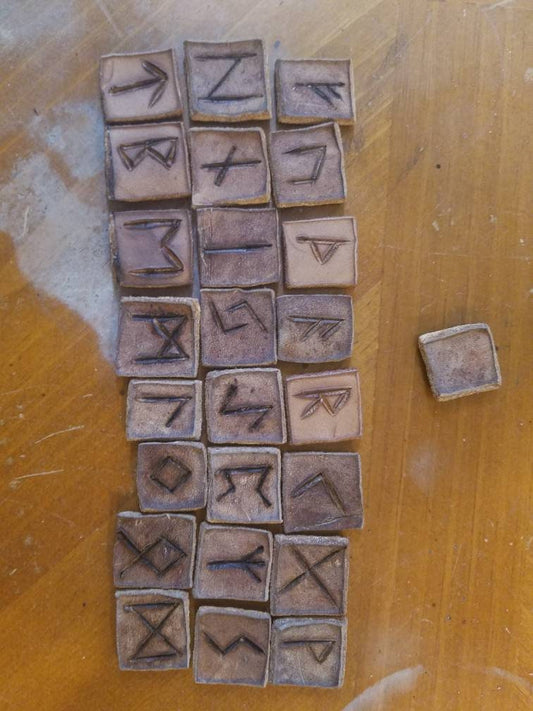Elder Futhark Casting Runes - Hardened Leather
