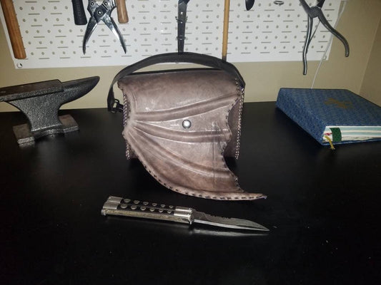 Bat Wing leather Handbag - hand stitched Goth Purse