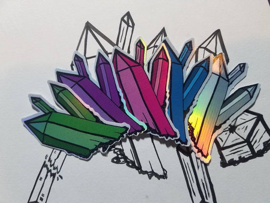 Vibrant Crystal Sticker – Colorful Hand-Drawn Gemstone Decal - Mystical Art
