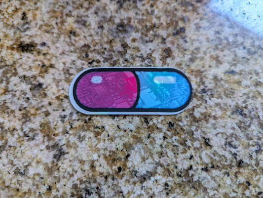 Holographic Tech Pill Vinyl Sticker