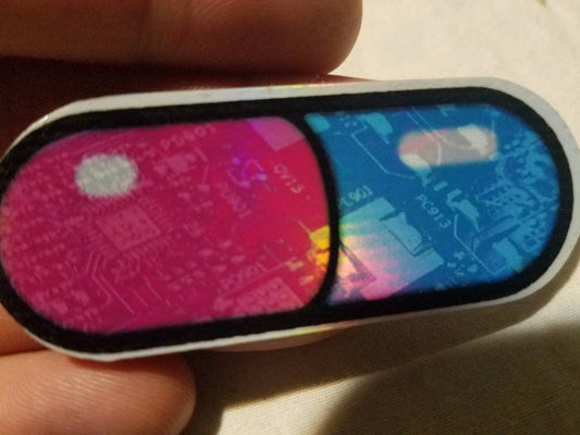 Holographic Tech Pill Vinyl Sticker