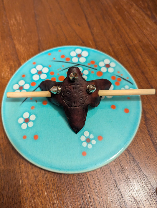 Killer Bee - Leather Goth Barrette - Handmade