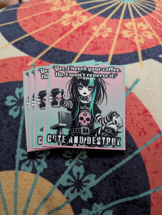 Cursed Coffee - Punk Goth Sticker - Cute and Destroy